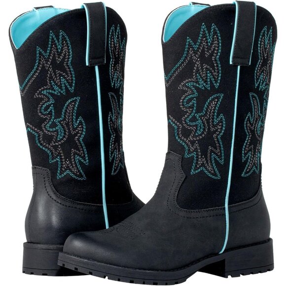 SheSole Women Black Western Cowboy Slip Resistant Cowgirl Work Boots - Picture 9 of 9